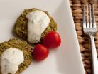 greek fava beans patties, tahini sauce, yogurt sauce