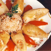 stuffed squid, rice, mediterranean diet, 