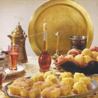 210 x 210: FOOD - DESSERT - EGYPT - SEMOLINA CAKE WITH SYRUP (BASBOUSA)