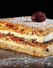 Chestnut Millefeuille, sweets, french desserts, tasty recipes with cream