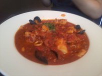 Potatoes with Mussels, Calamari and Tomato
