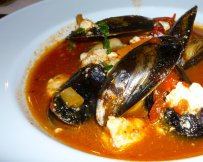 mussels, wine tomato sauce, feta cheese, delicious greek seafood