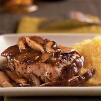 Beef Steaks Sautéed with Mustard cream and Wild Mushrooms 