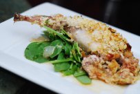 Roast Rabbit with Fresh herbs, Katiki Cheese and Pine nuts