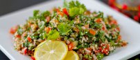 Bulgur salad with Peas, Rocket and Tomatoes