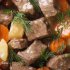 pork cooked in red wine with coriander