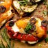 Bruschetta with Greek graviera cheese from Crete and grilled vegetables