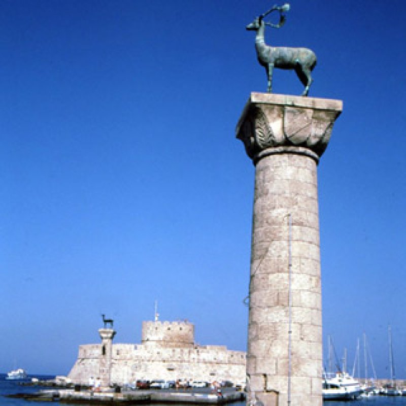 320 x 320: GREECE - DODECANESE - RHODES - COLUMN AND SCULPTURE