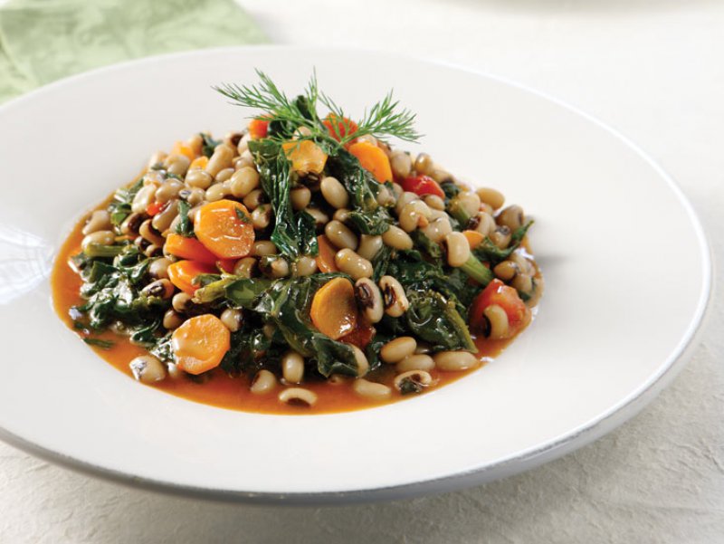 Black Eyed Beans with Spinach