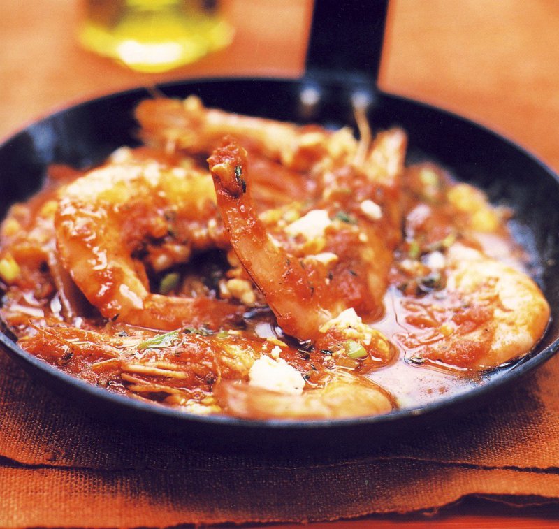 seafood, garides saganaki, traditional greek food