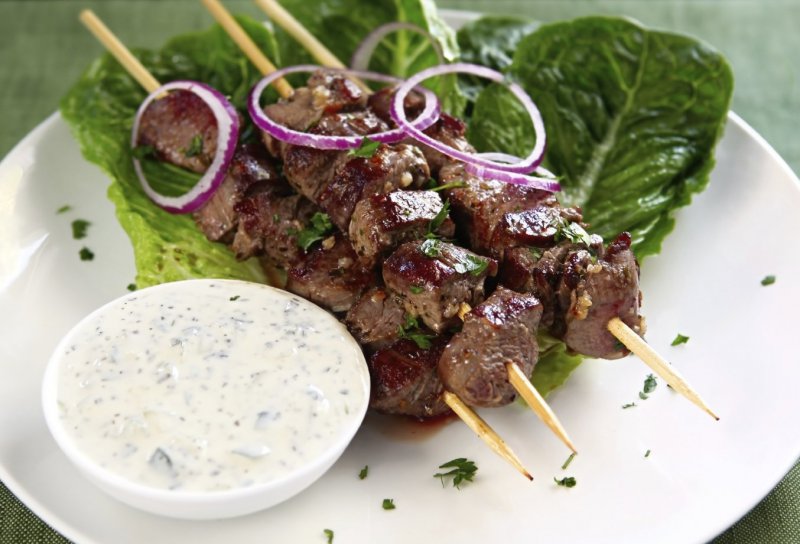 Skewered Lamb with Coriander Yogurt