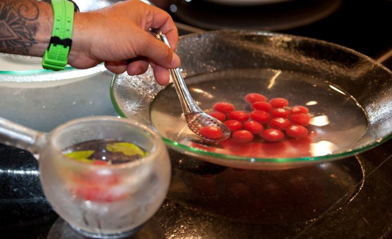 water melon spheres - molecular gastronomy at its best 