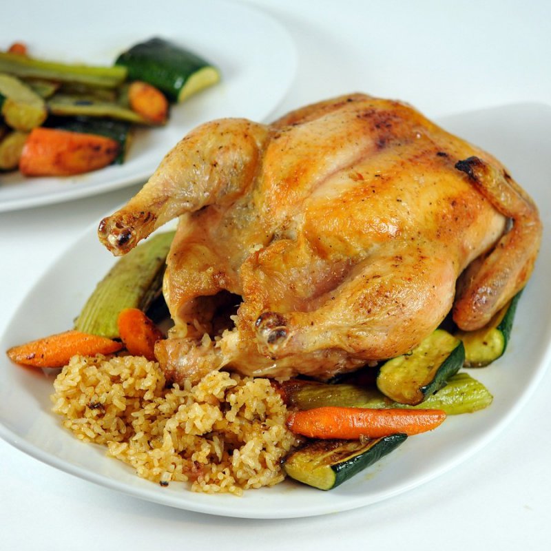Chicken Stuffed with Rice and Dried Fruits and Nuts