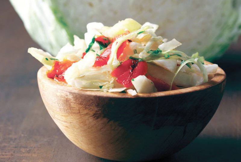 Cabbage Salad with Red Florina Peppers