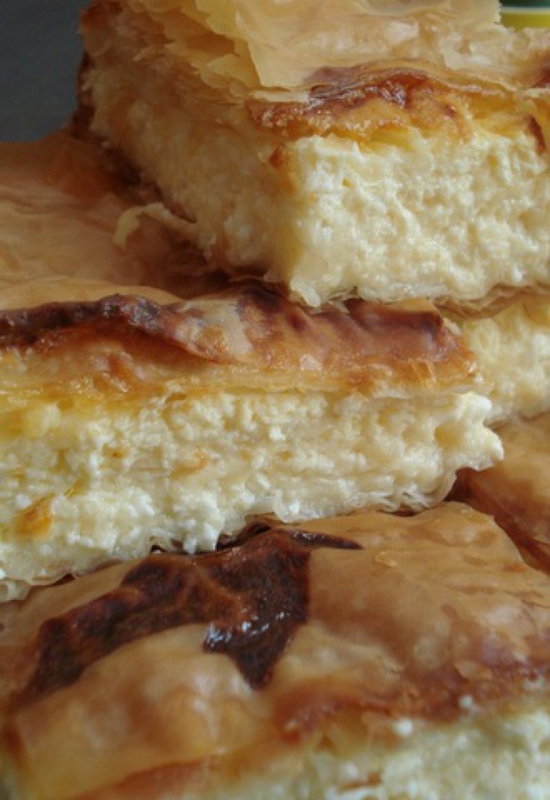 traditional greek cuisine, tyropita, cheese pie phyllo, breakfast, goat cheese