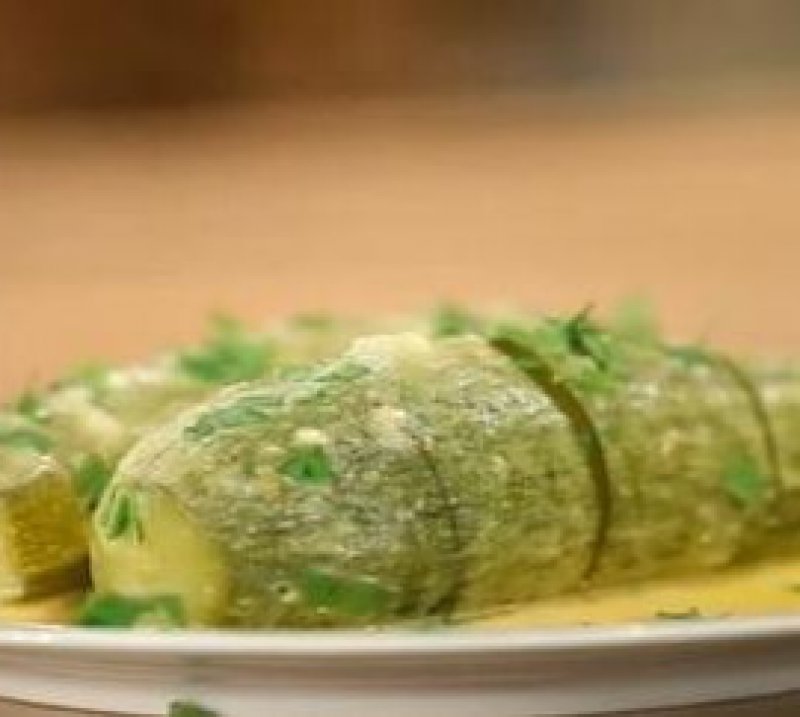 Stuffed Zucchini with Egg and Lemon Sauce