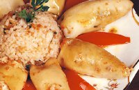 stuffed squid, rice, mediterranean diet, 