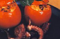 STUFFED TOMATOES (DOMATES GEMISTES) WITH OCTOPUS