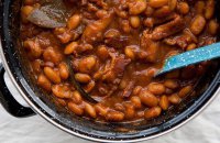 Giant Beans baked with Beer, Honey & Hot peppers