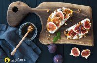 Bruschetta with Greek traditional Manouri cheese, figs, honey and walnuts