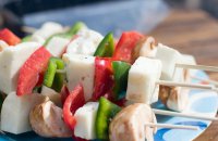 chicken kebab with haloumi from Cyprus