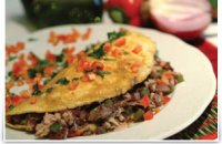 Eggs: Omelette with  Kalamata Olive Tapenade, Tuna, Peppers & Onions
