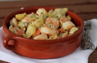Artichokes with Shrimps and Marjoram, healthy mediterranean recipes, vegetables, seafood