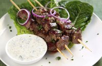 Skewered Lamb with Coriander Yogurt