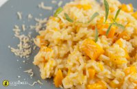 Risotto with pumpkin, leeks, peppers & coriander