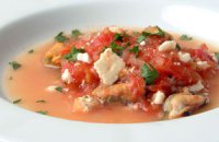 Mussels Simmered with Tomatoes and Feta (Salonika Mydia Saganaki) 