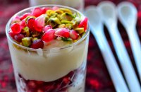 Almond Milk Pudding with pomegranate seeds 