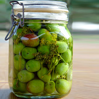 GREEN OLIVES IN A JAR