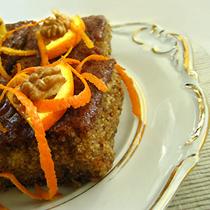 210 x 210: FOOD - DESSERT - ORANGE AND CARDAMOM WALNUT CAKE