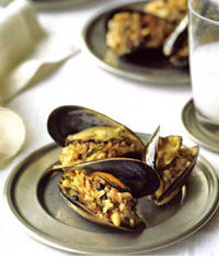 greek delicious food, seafood, mussels, aroma of the sea