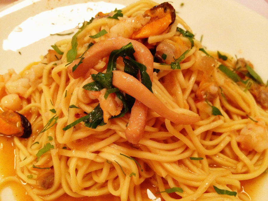 marinara, pimenton, picada, spaghetti, shrimps, summer, squid