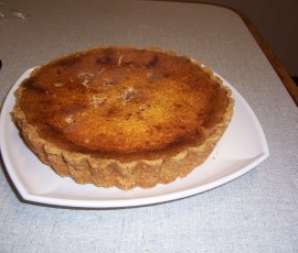 Flaky Pastry Tart with Almonds and Melted Chocolate