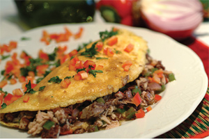 Omelet with Tapenade, Peppers & Tuna