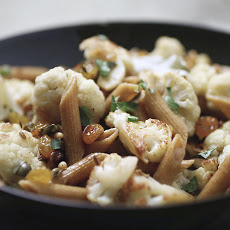 Penne with Cauliflower, Raisins and Pine nuts
