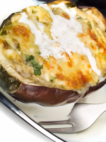Baked Aubergine/Eggplant with Mushrooms